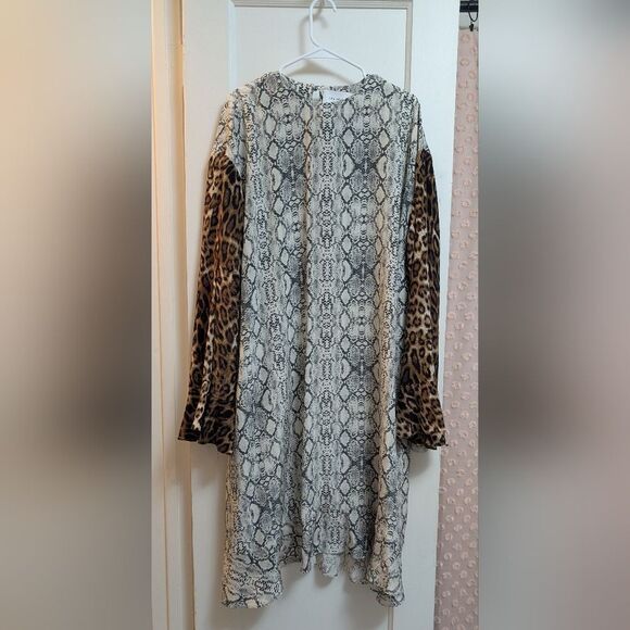 NWOT Les Rêveries Printed Silk Crepe De Chine Midi Dress in Snake print Size 4 - Picture 5 of 8